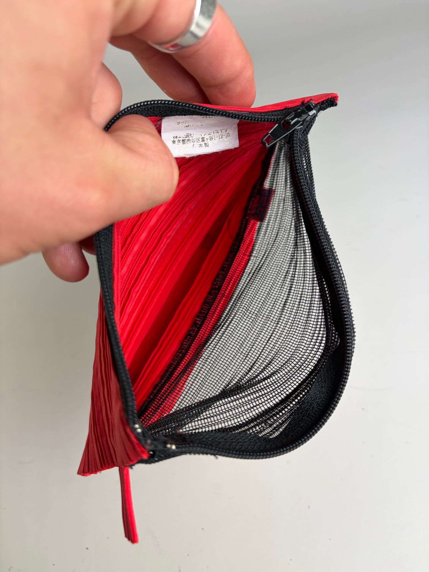 Vintage Issey Miyake Pleats Please Cosmetic Pouch Red Black