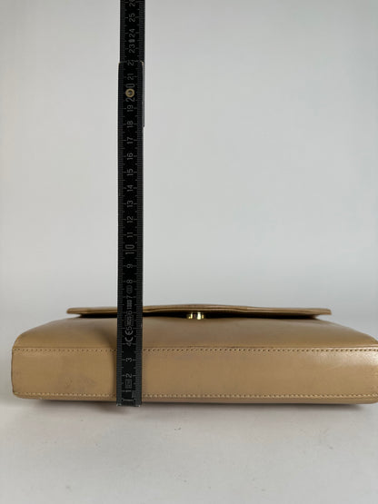 Vintage Givenchy Flap Crossbody Bag Light Beige Gold-Tone Chain