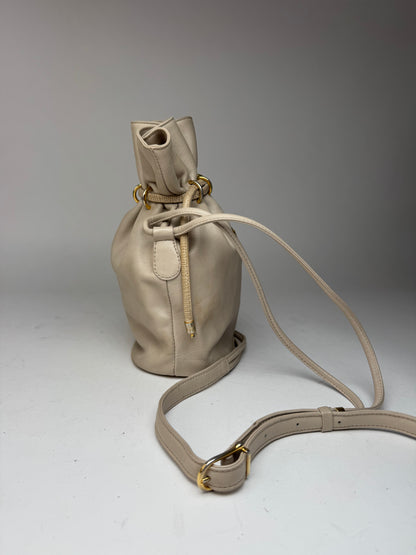 Vintage Celine Seau16 leather bag grey white