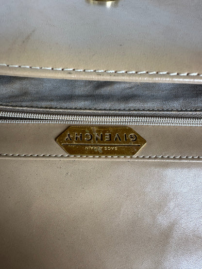 Vintage Givenchy Flap Crossbody Bag Light Beige Gold-Tone Chain