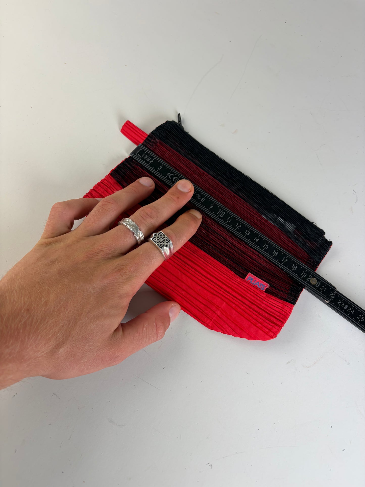 Vintage Issey Miyake Pleats Please Cosmetic Pouch Red Black