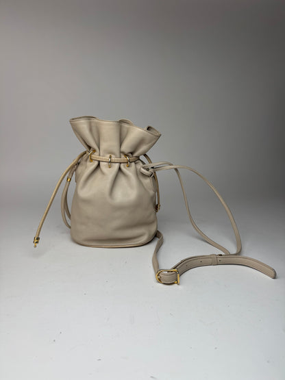 Vintage Celine Seau16 leather bag grey white