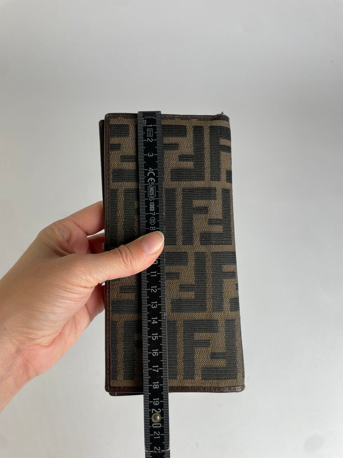 Vintage Fendi FF Monogram Canvas Bifold Wallet Brown Silver