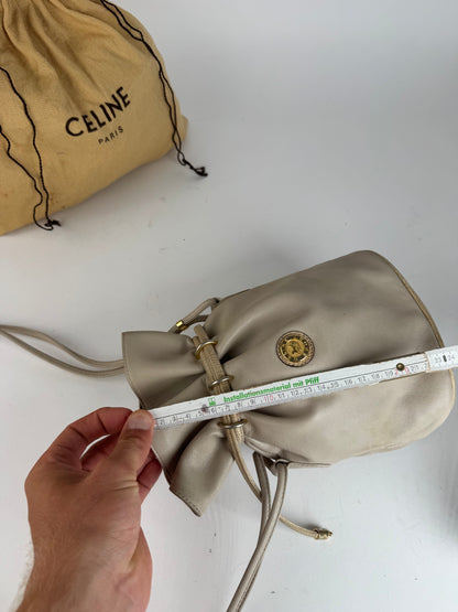 Vintage Celine Seau16 leather bag grey white