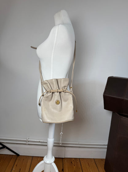 Vintage Celine Seau16 leather bag grey white