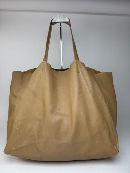 Grand sac fourre-tout vintage en cuir camel Céline Paris