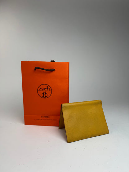 Vintage Hermes Leather Cardholder Yellow