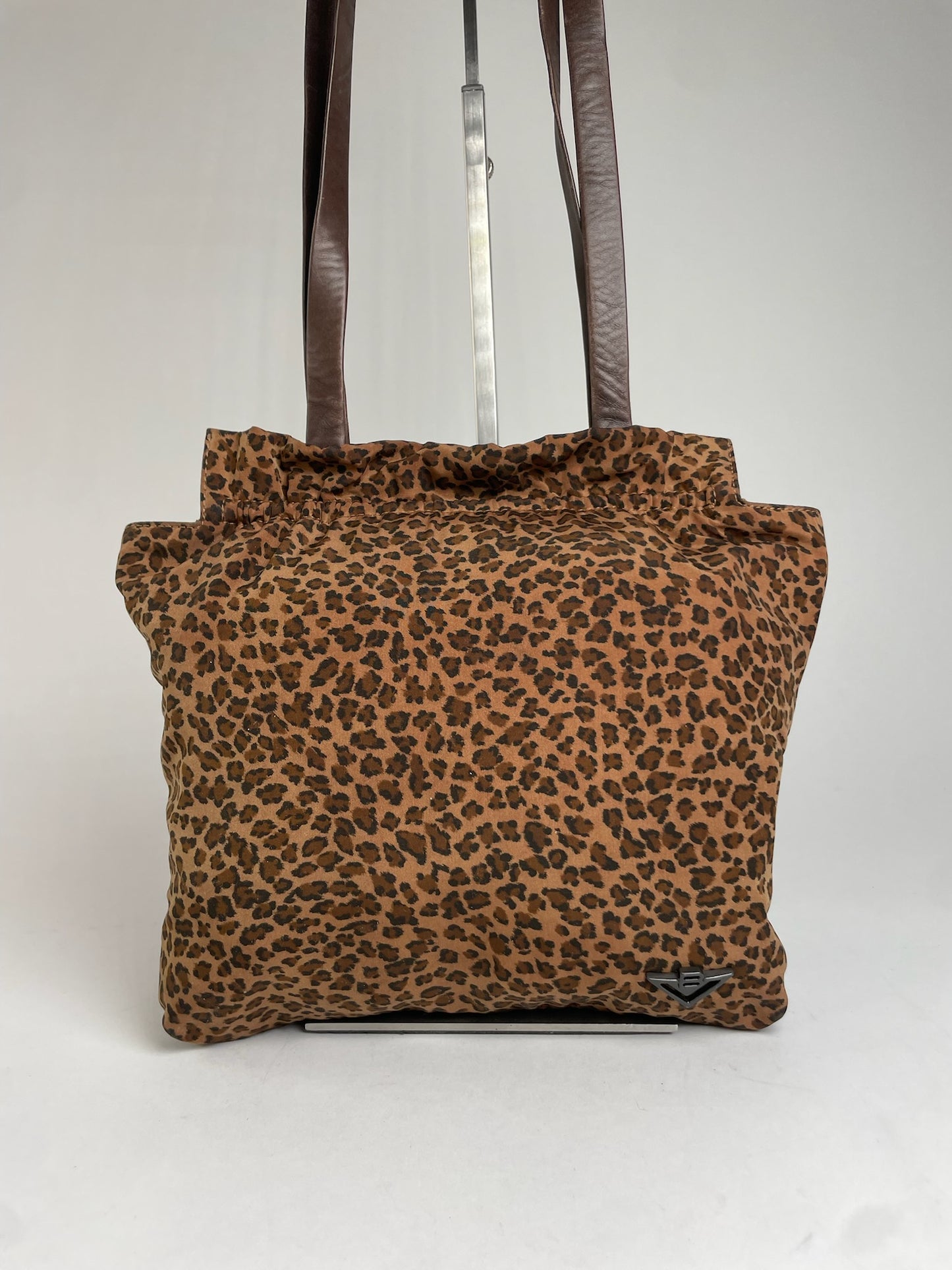 Vintage Bottega Veneta Leopard Polyester Handbag Brown