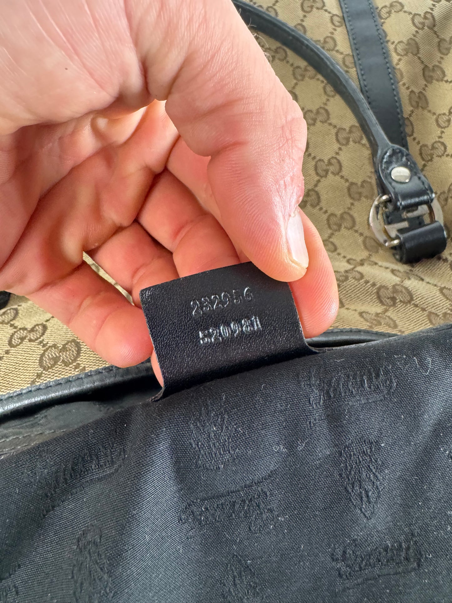 Vintage Gucci Monogram Tote Bag Beige Brown Black