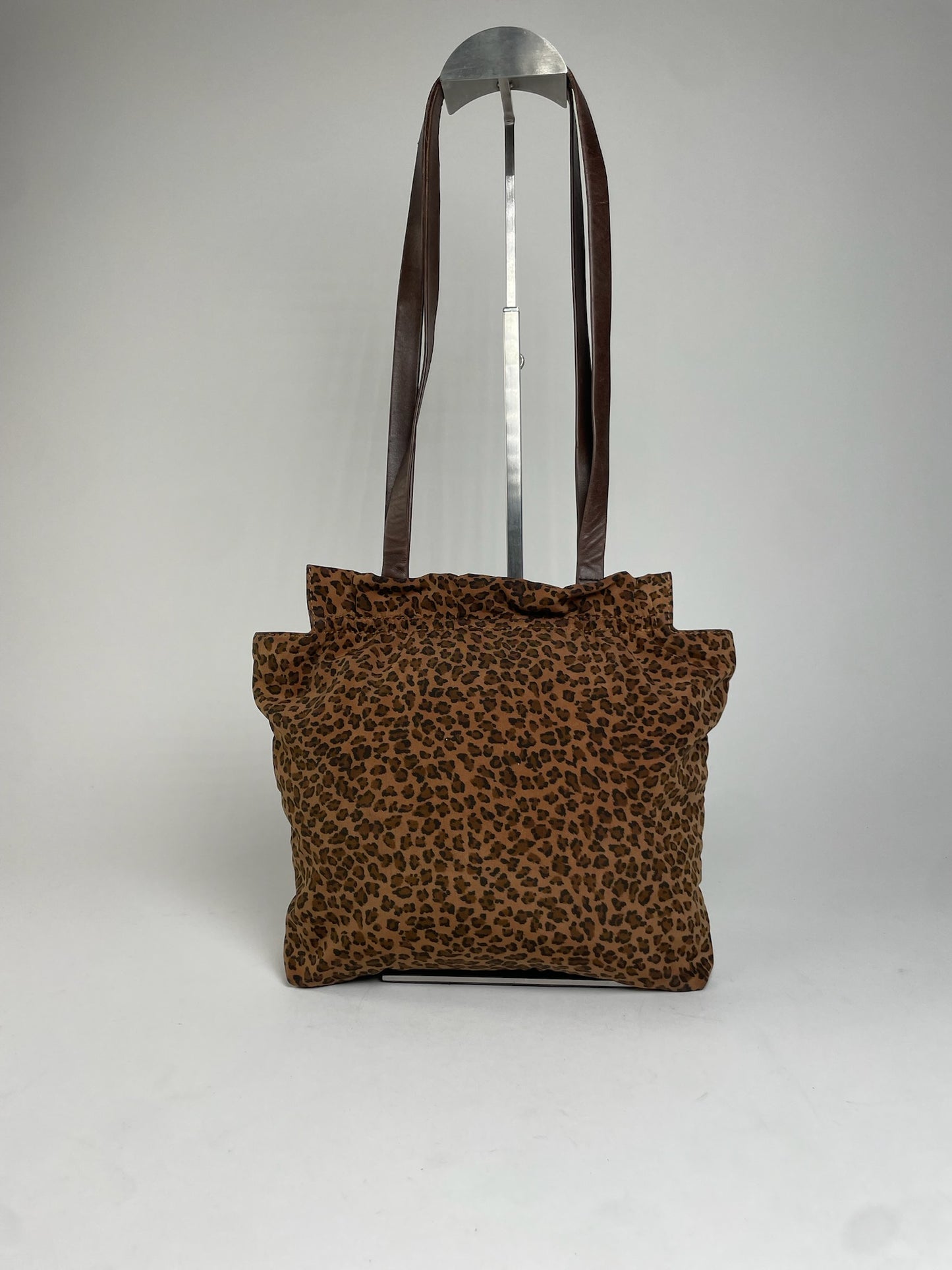 Vintage Bottega Veneta Leopard Polyester Handbag Brown