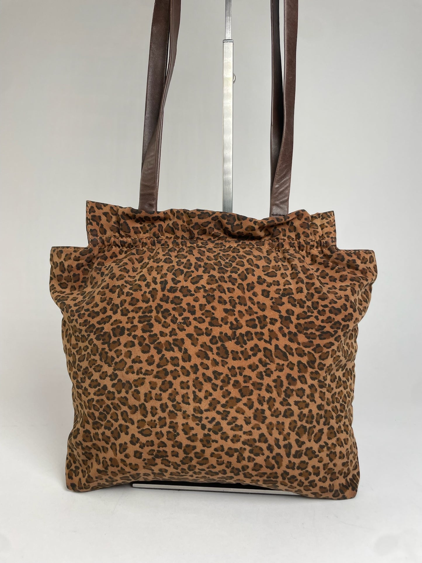 Vintage Bottega Veneta Leopard Polyester Handbag Brown