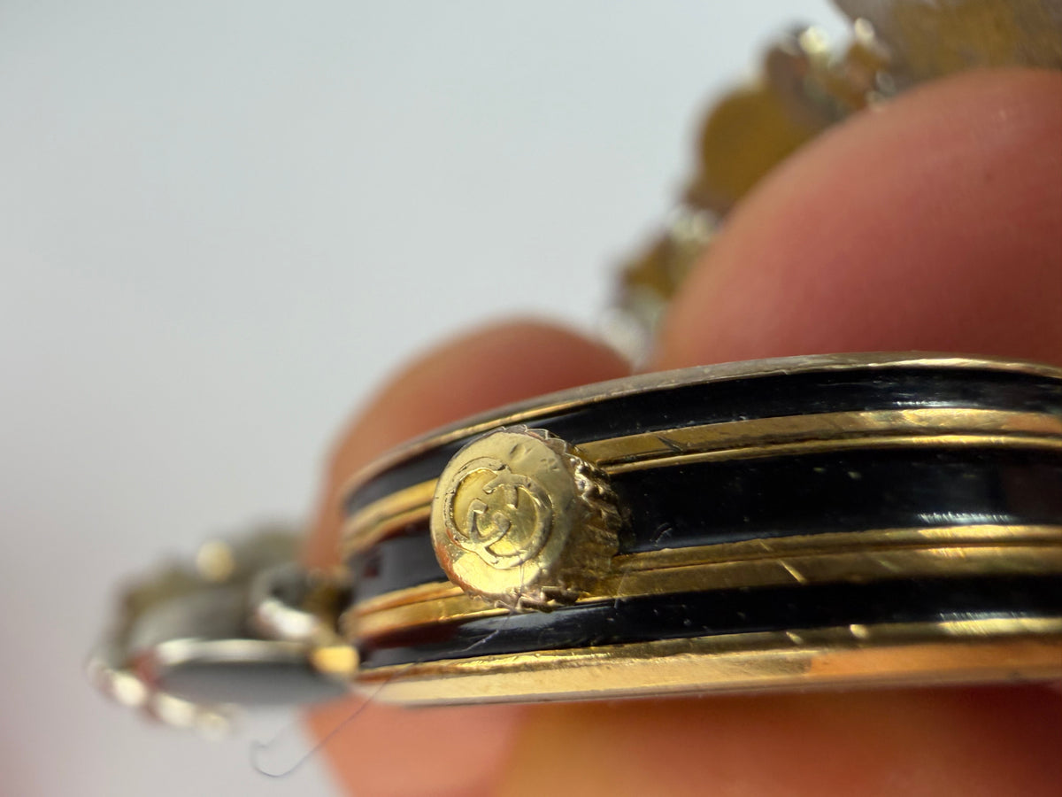 Vintage Gucci Bracelet Watch Gold Black c. Late 1980s