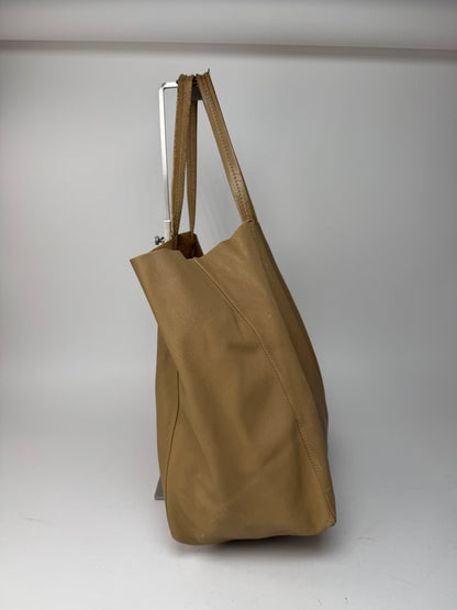 Grand sac fourre-tout vintage en cuir camel Céline Paris