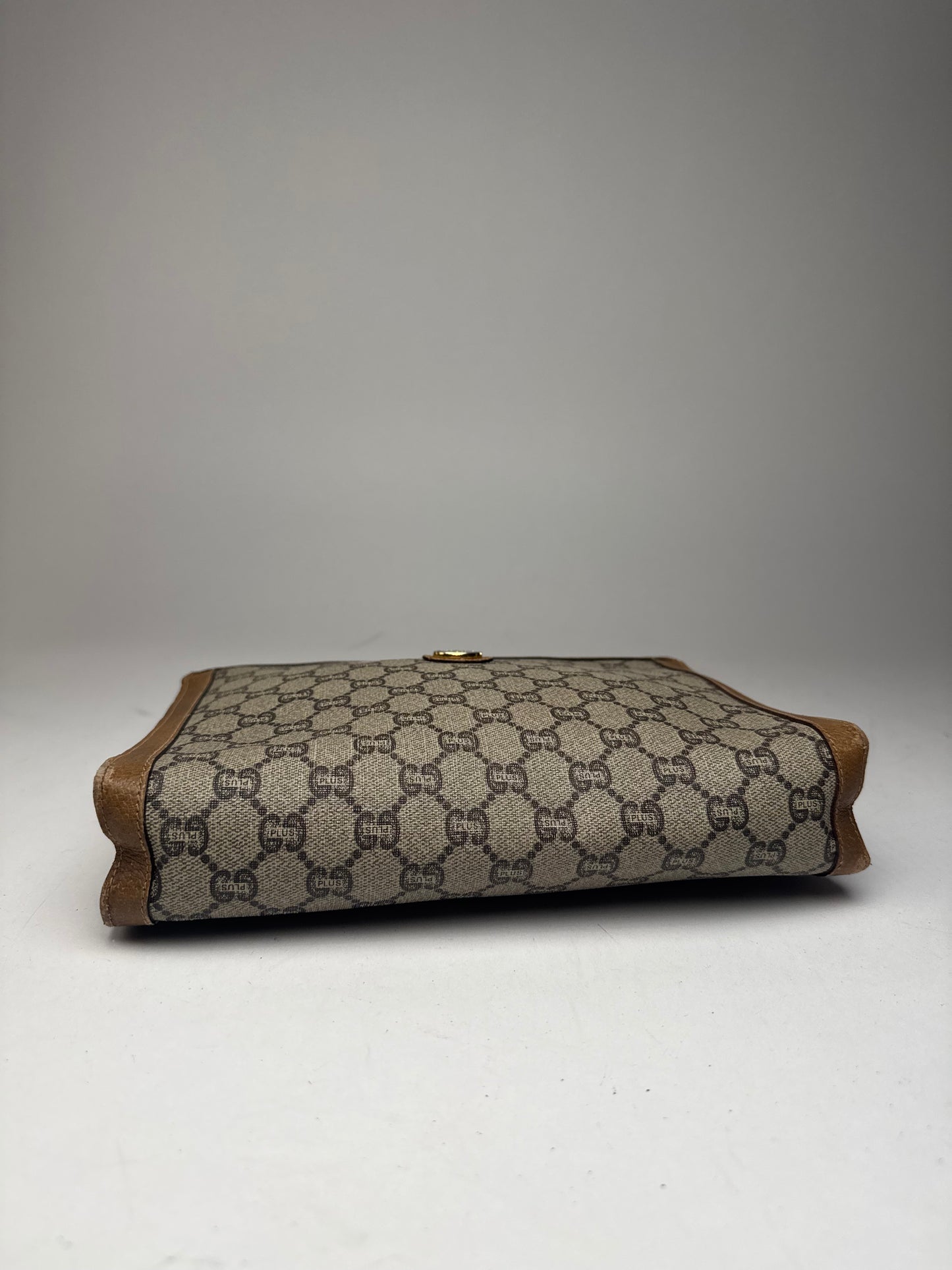 Vintage Gucci Plus Monogram Clutch Grey Brown
