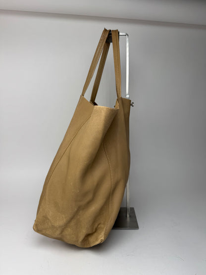 Grand sac fourre-tout vintage en cuir camel Céline Paris