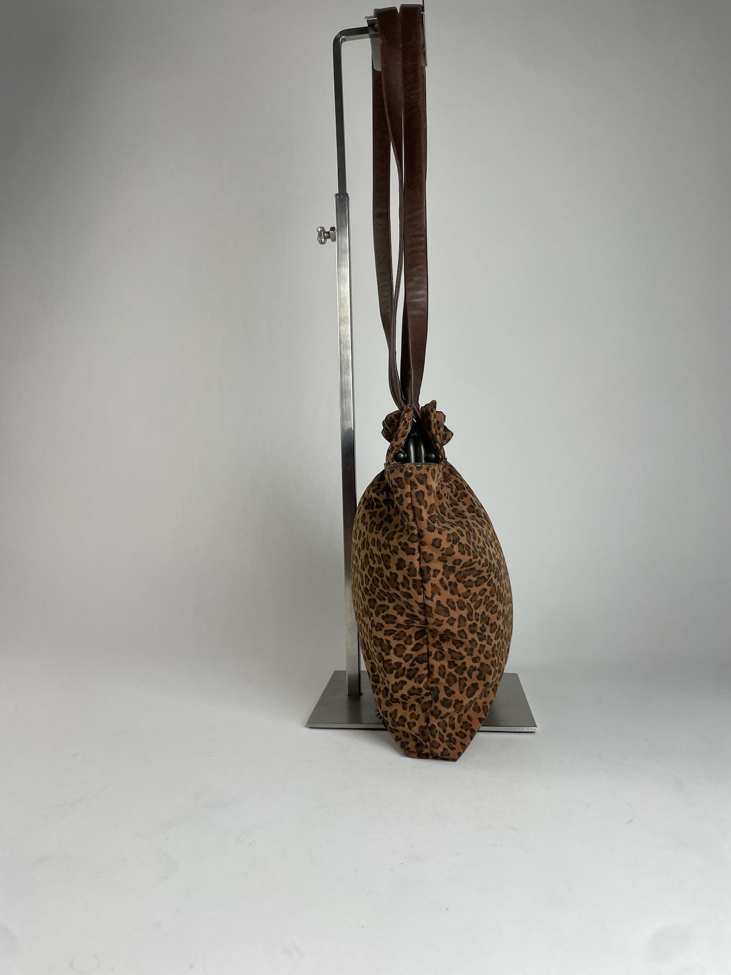 Vintage Bottega Veneta Leopard Polyester Handbag Brown