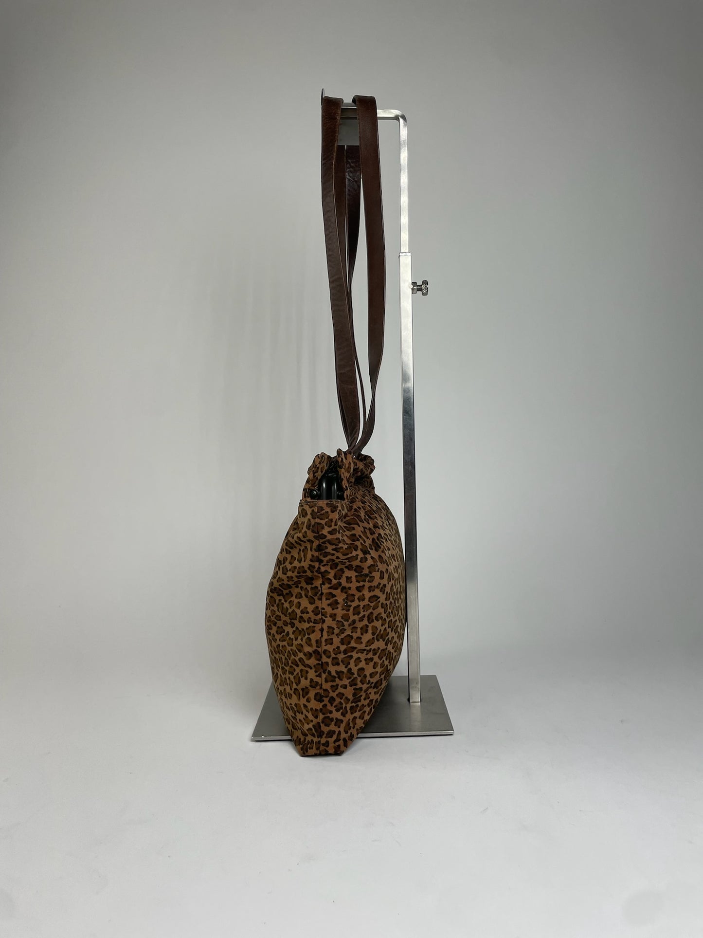 Vintage Bottega Veneta Leopard Polyester Handbag Brown