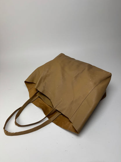 Grand sac fourre-tout vintage en cuir camel Céline Paris