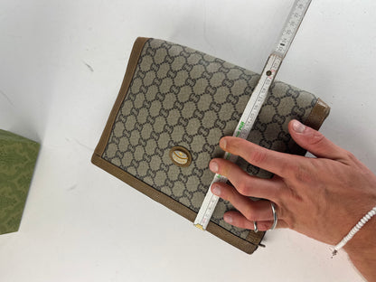 Vintage Gucci Plus Monogram Clutch Grey Brown