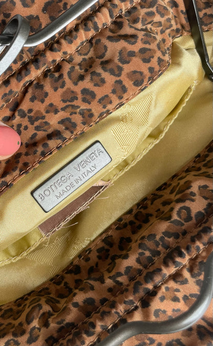 Vintage Bottega Veneta Leopard Polyester Handbag Brown