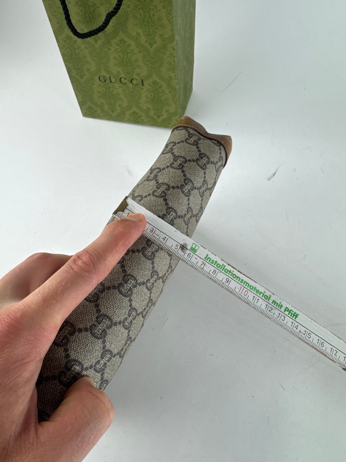 Vintage Gucci Plus Monogram Clutch Grey Brown