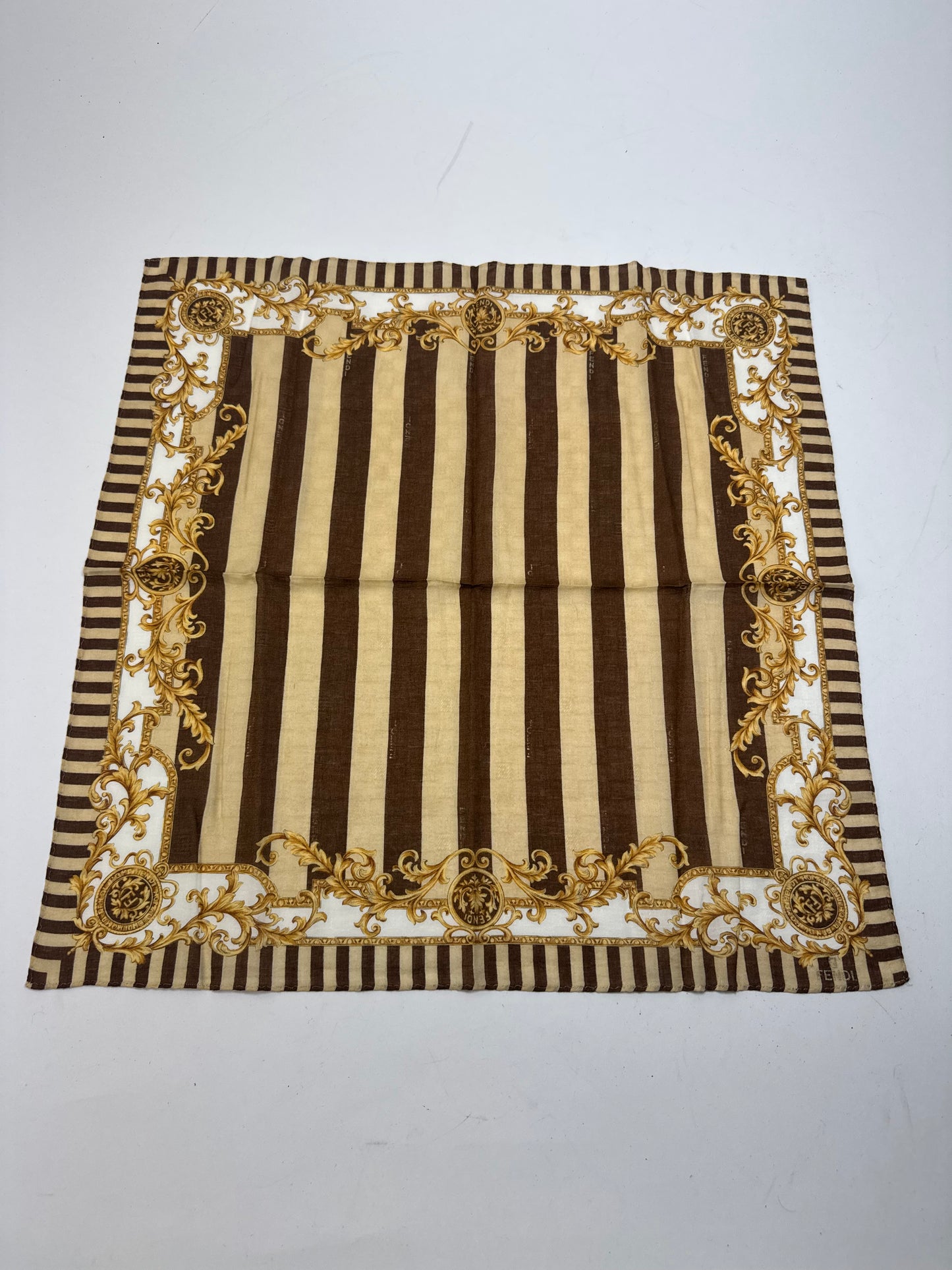 Vintage Fendi Striped Scarf Brown Gold