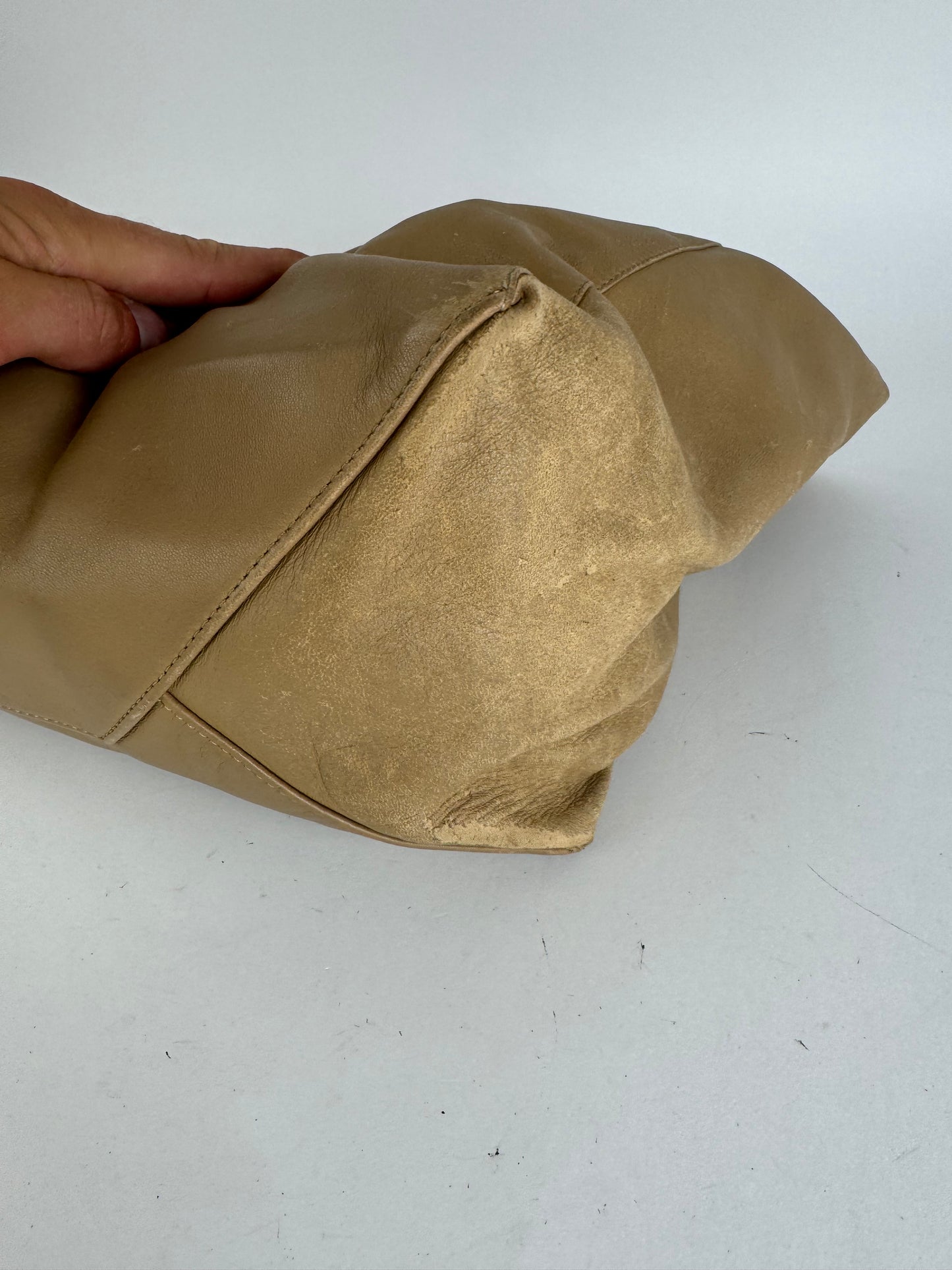 Grand sac fourre-tout vintage en cuir camel Céline Paris