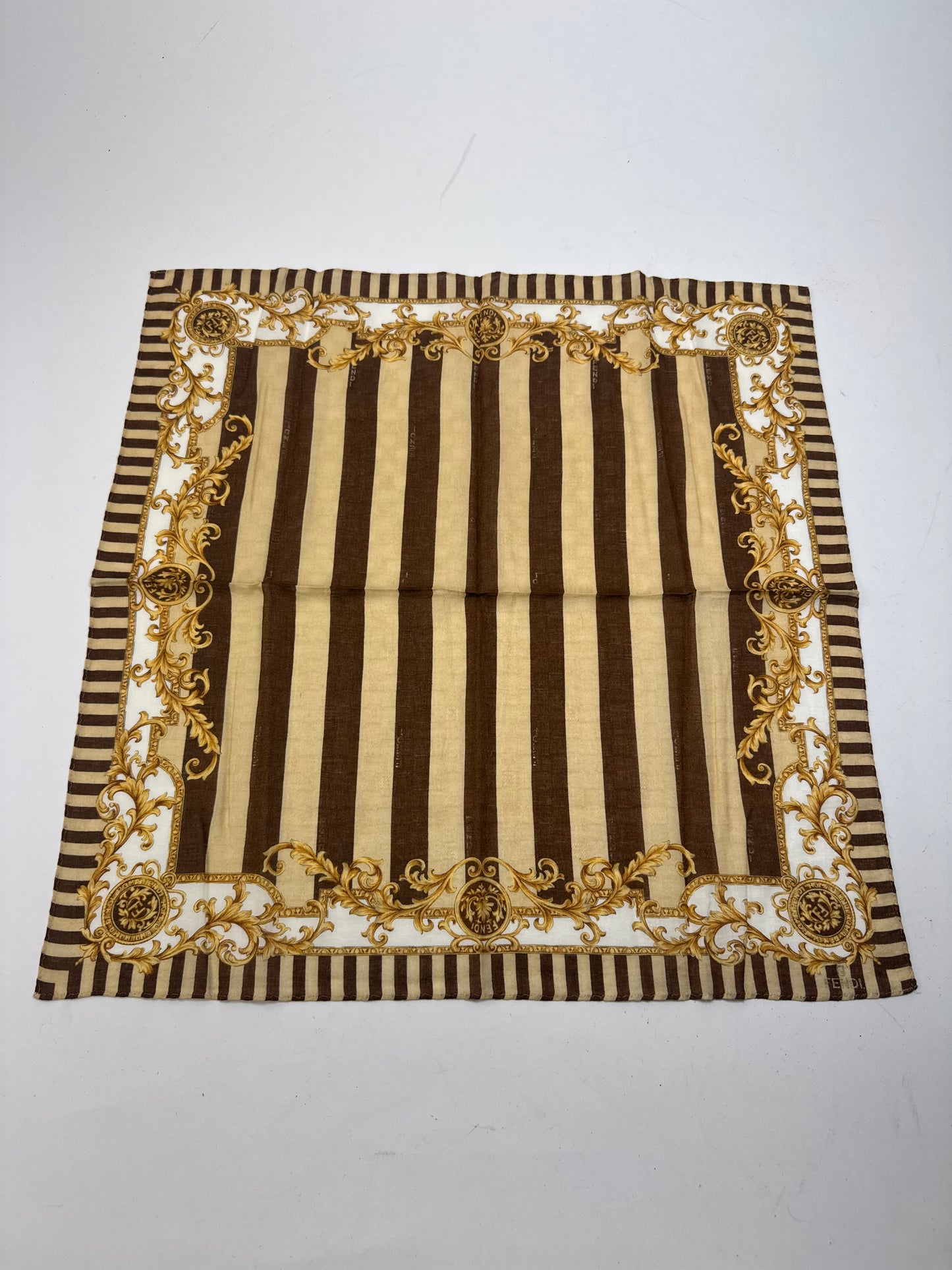 Vintage Fendi Striped Scarf Brown Gold