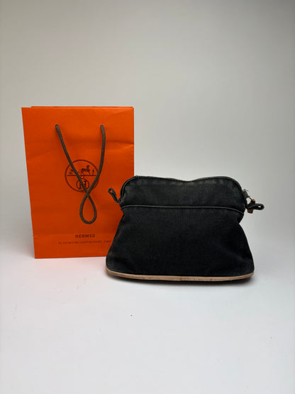 Vintage Hermès Canvas Cosmetic Pouch Black Silver
