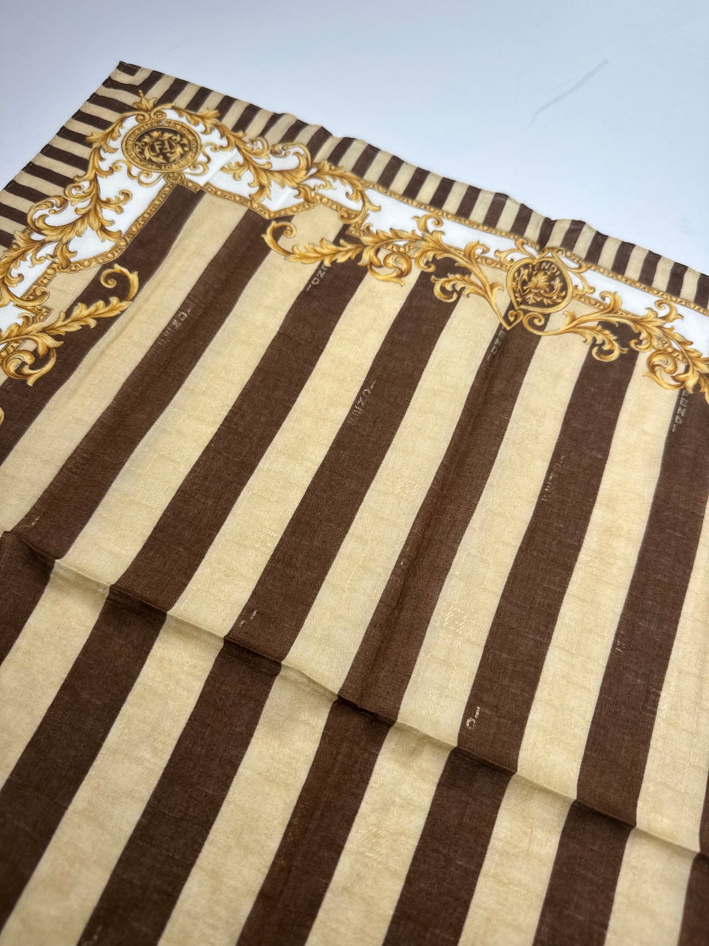 Vintage Fendi Striped Scarf Brown Gold