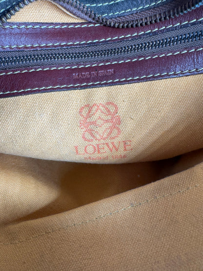 Vintage Loewe Madrid Suede Leather Bag Green Brown