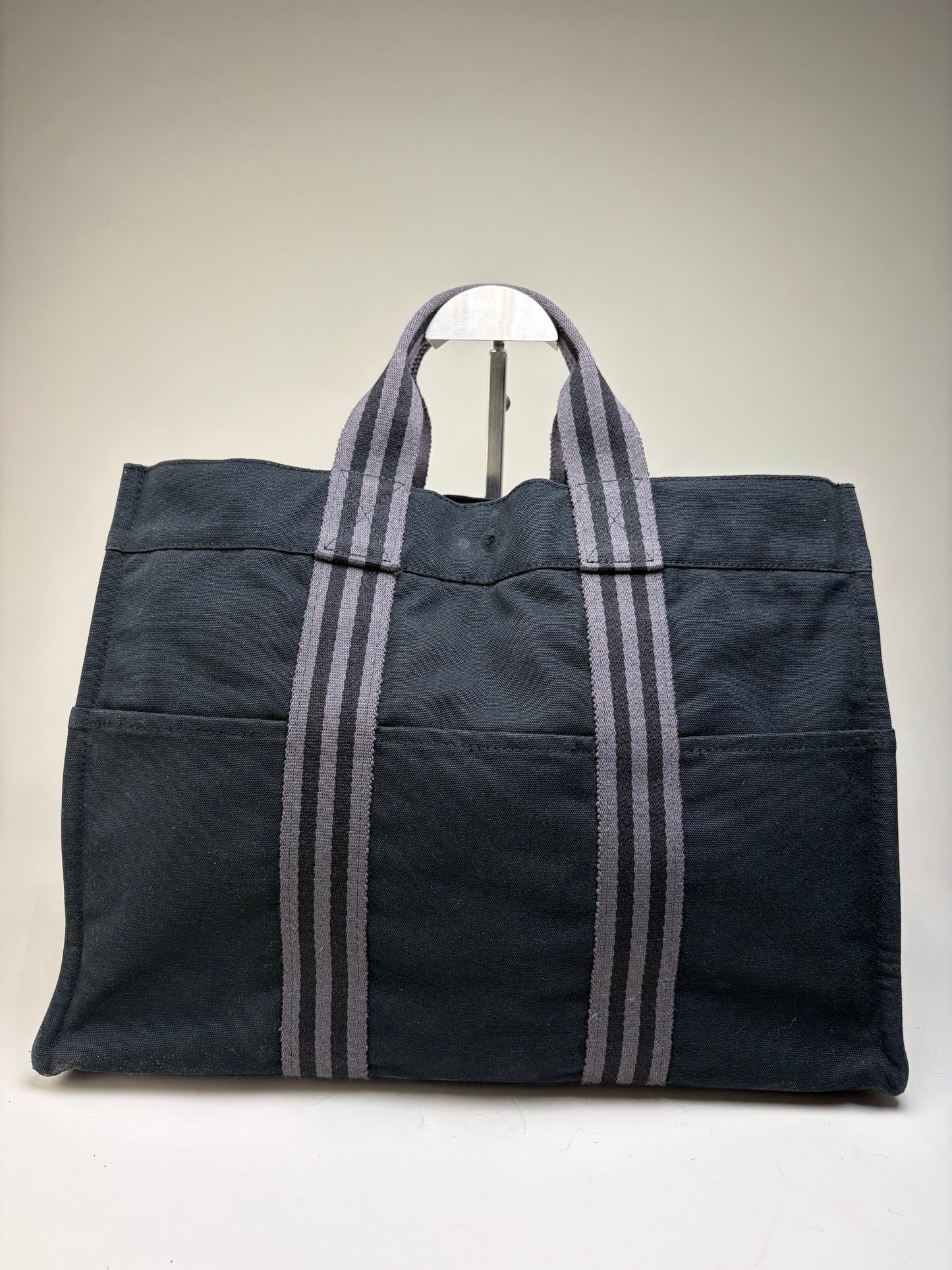 Vintage Hermes Net à Porter Cotton Tote Black Silver