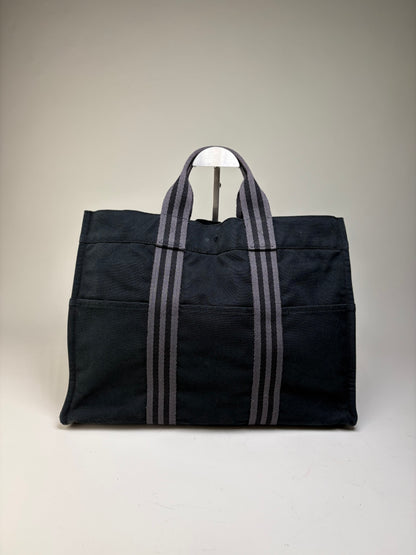 Vintage Hermes Net à Porter Cotton Tote Black Silver