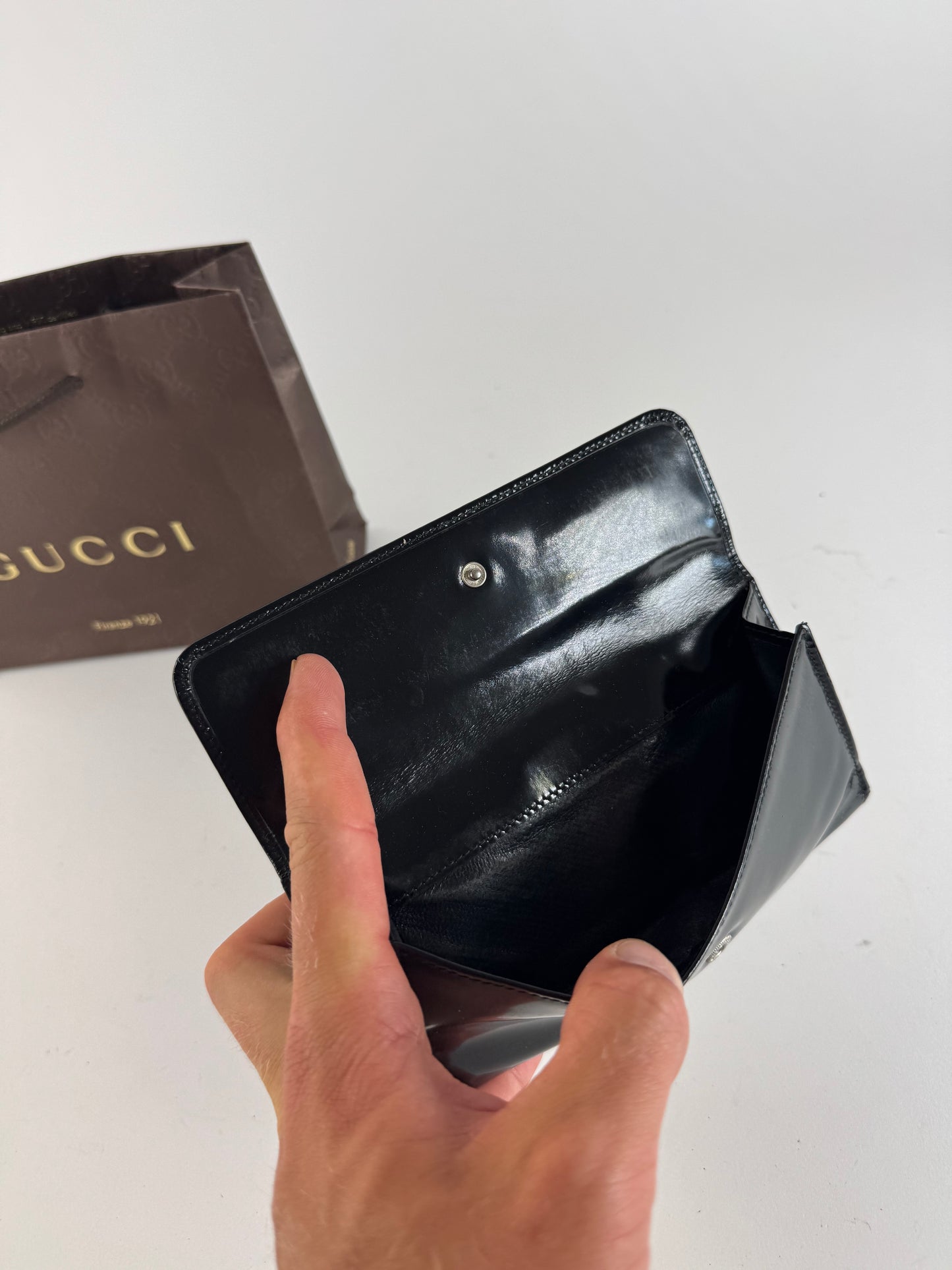 Vintage Gucci Patent Leather Wallet black