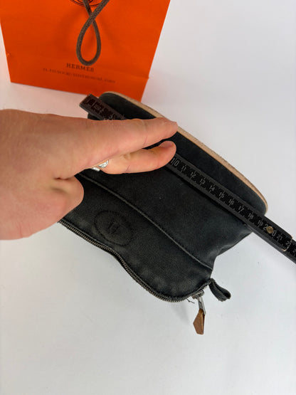 Vintage Hermès Canvas Cosmetic Pouch Black Silver