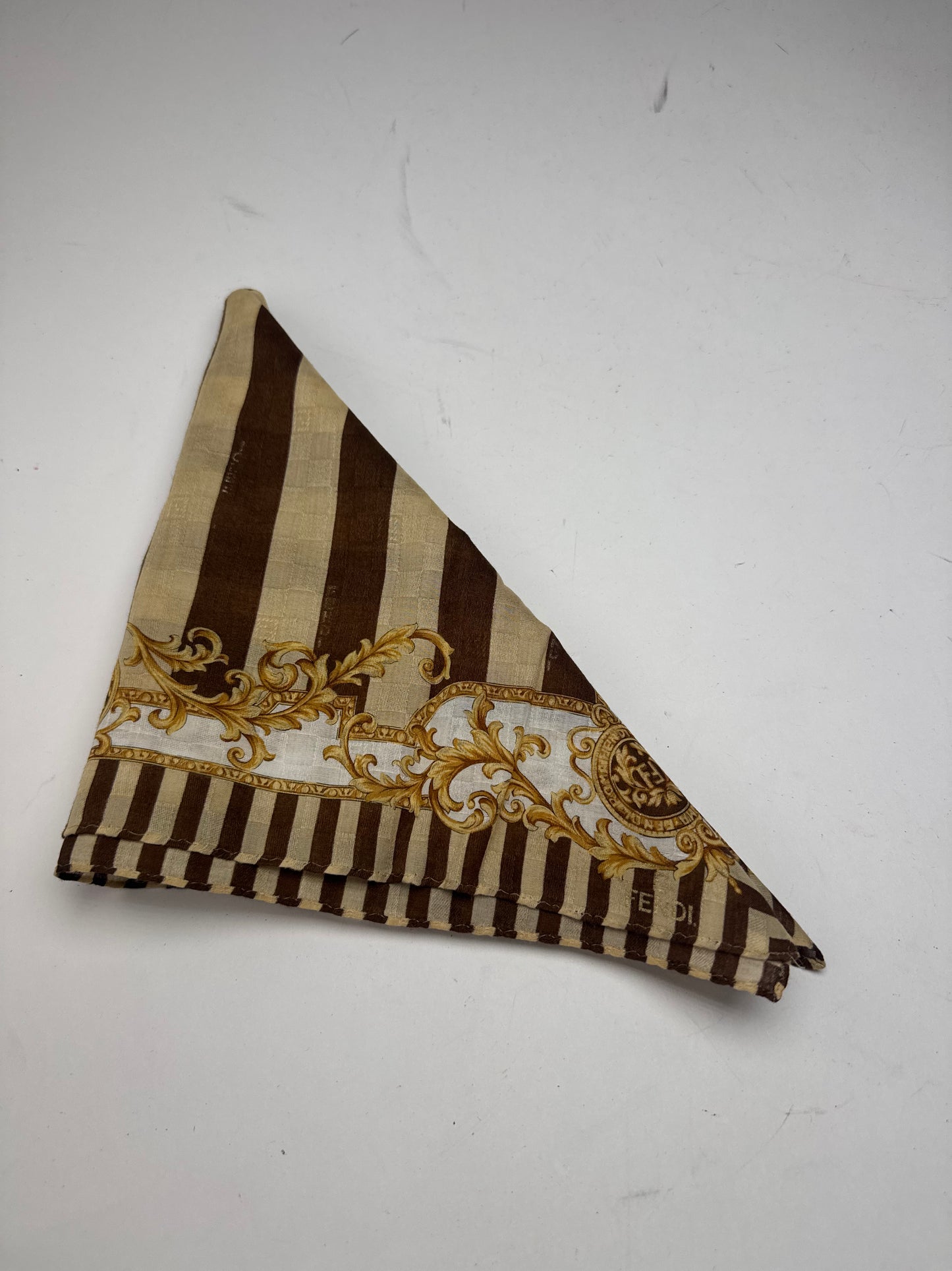 Vintage Fendi Striped Scarf Brown Gold