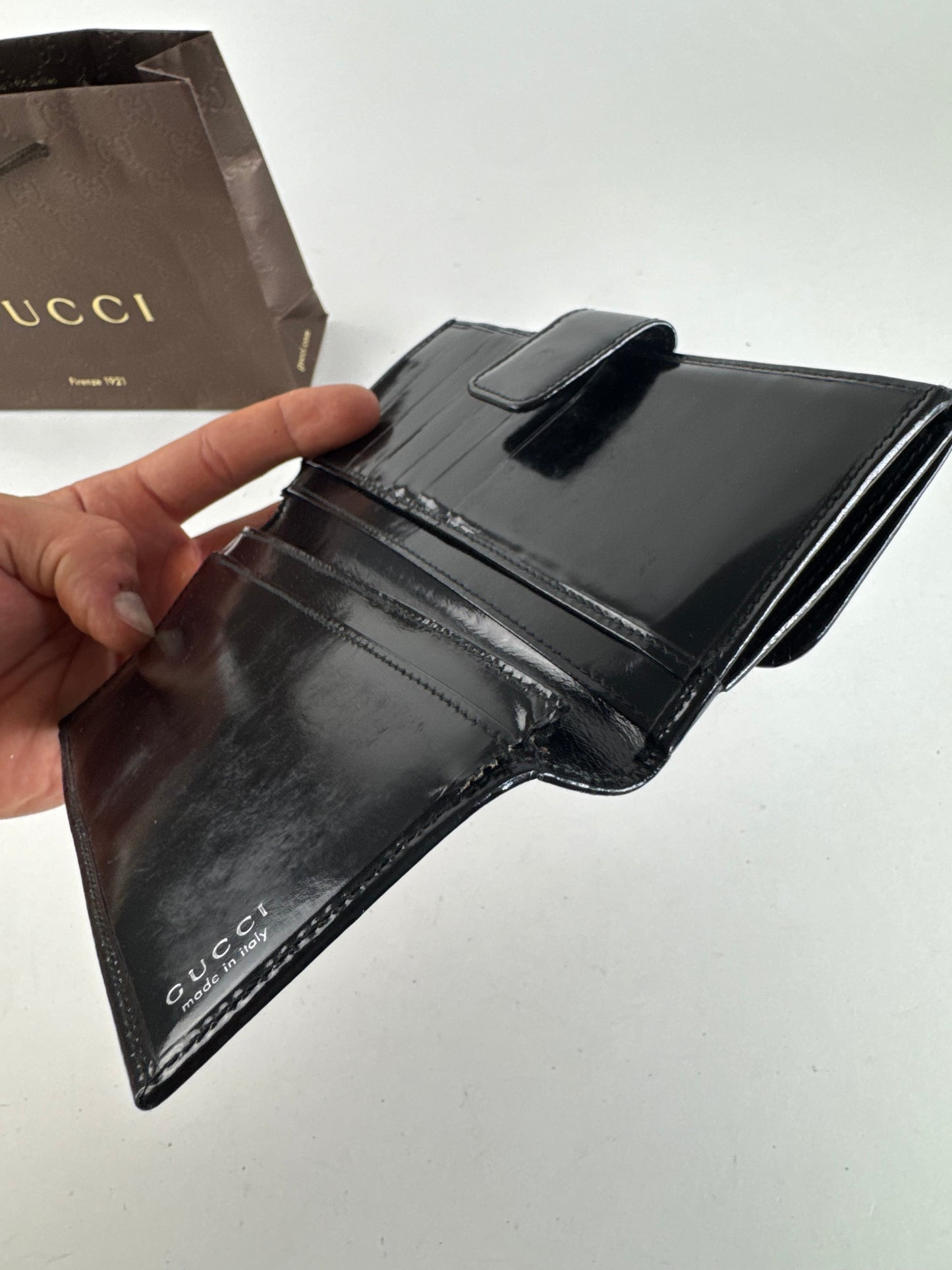 Vintage Gucci Patent Leather Wallet black