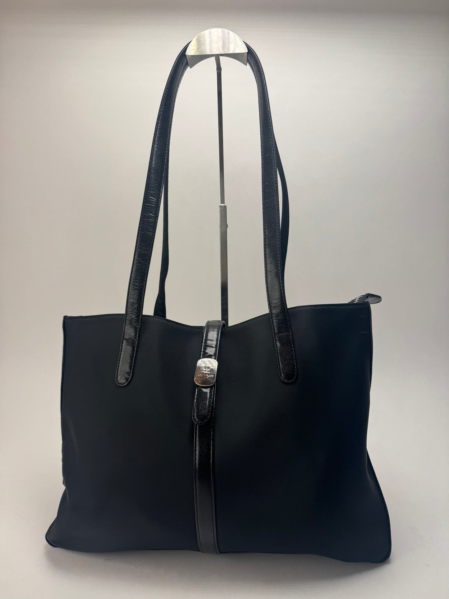 Sac Courreges vintage en cuir et polyester noir