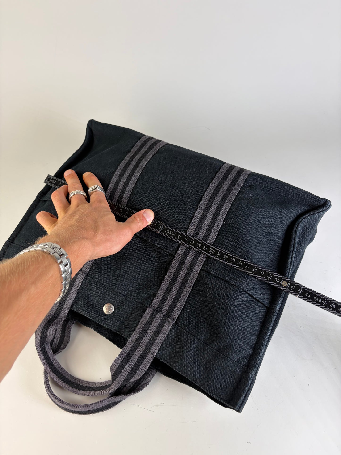 Vintage Hermes Net à Porter Cotton Tote Black Silver