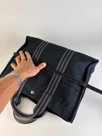 Vintage Hermes Net à Porter Cotton Tote Black Silver