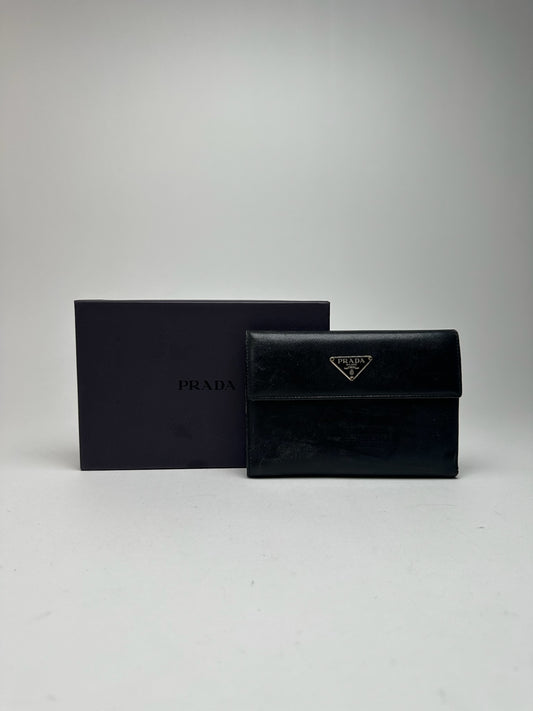 Portefeuille Prada vintage en cuir noir