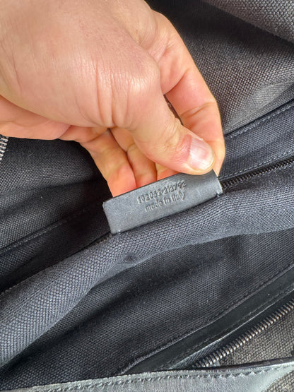 Vintage Yves Saint Laurent Denim / Leather Duffel Bag Black Brown