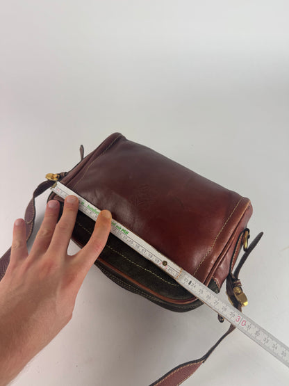 Vintage Loewe Madrid Suede Leather Bag Green Brown