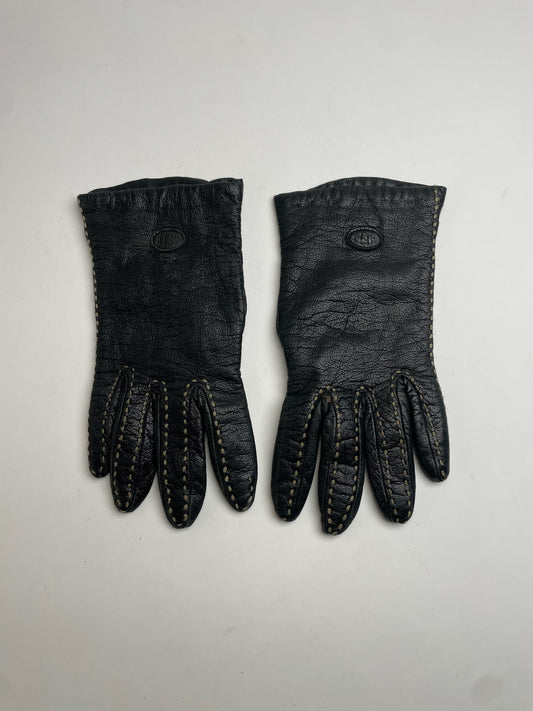 Vintage Fendi Leather Gloves Black