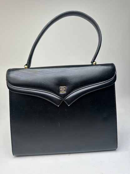 Vintage Givenchy Smooth Handbag Black Flap