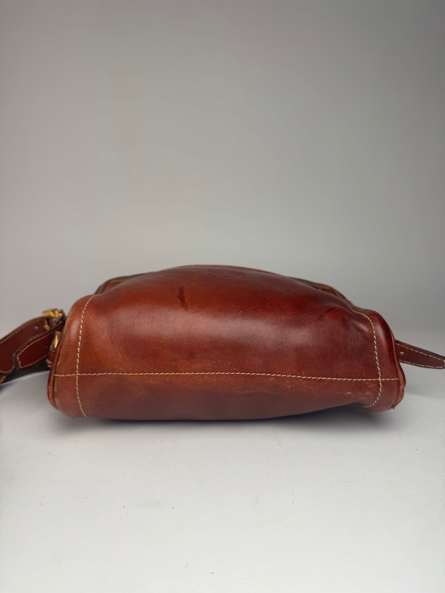 Vintage Loewe Madrid Suede Leather Bag Green Brown