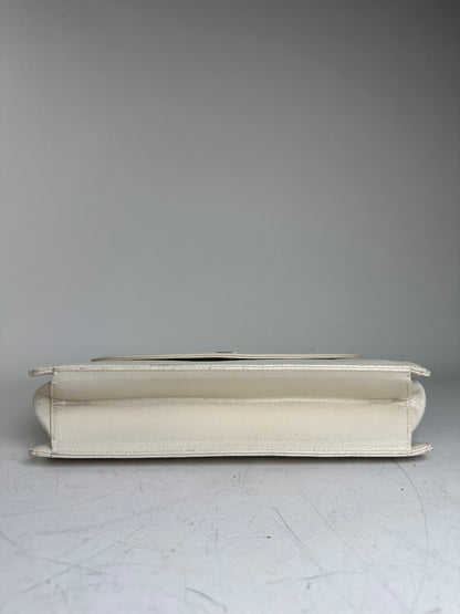 Vintage Givenchy Leather Handbag Cream Gold Clasp c. 1990s