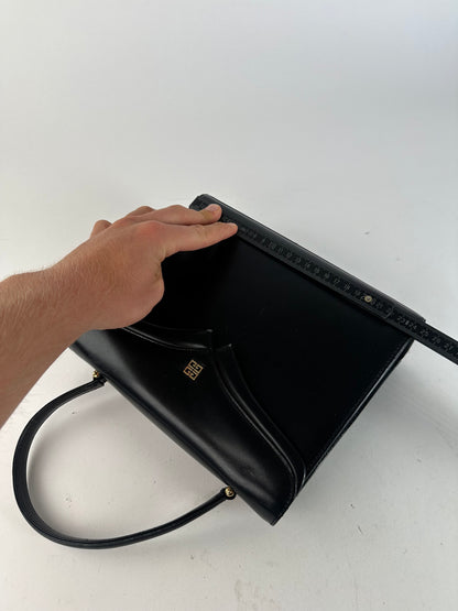 Vintage Givenchy Smooth Handbag Black Flap