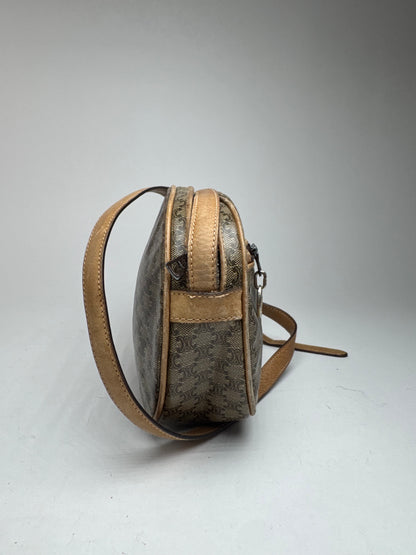 Vintage Celine patent leather crossbody Bag khaki Brown Triomphe