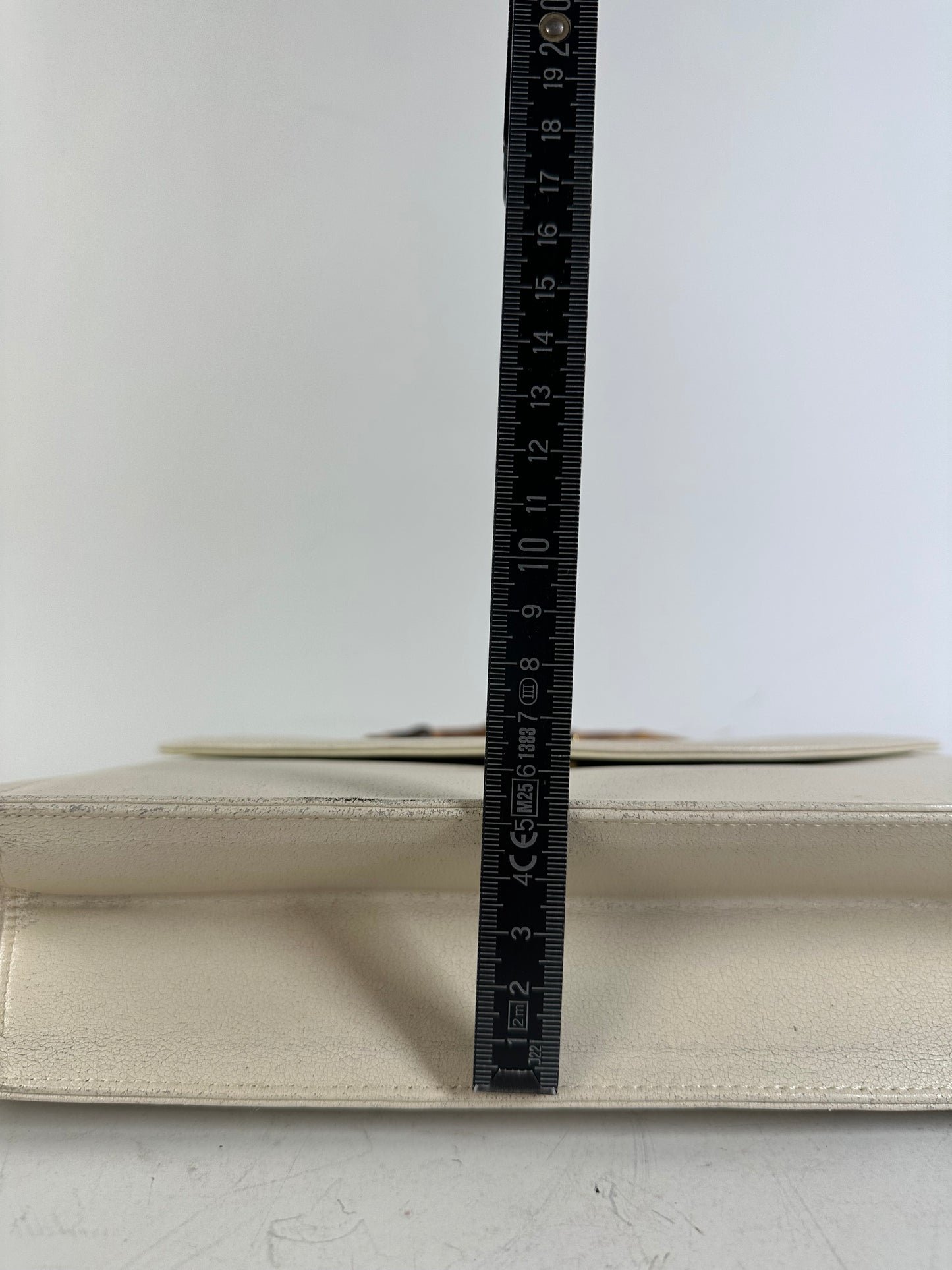 Vintage Givenchy Leather Handbag Cream Gold Clasp c. 1990s